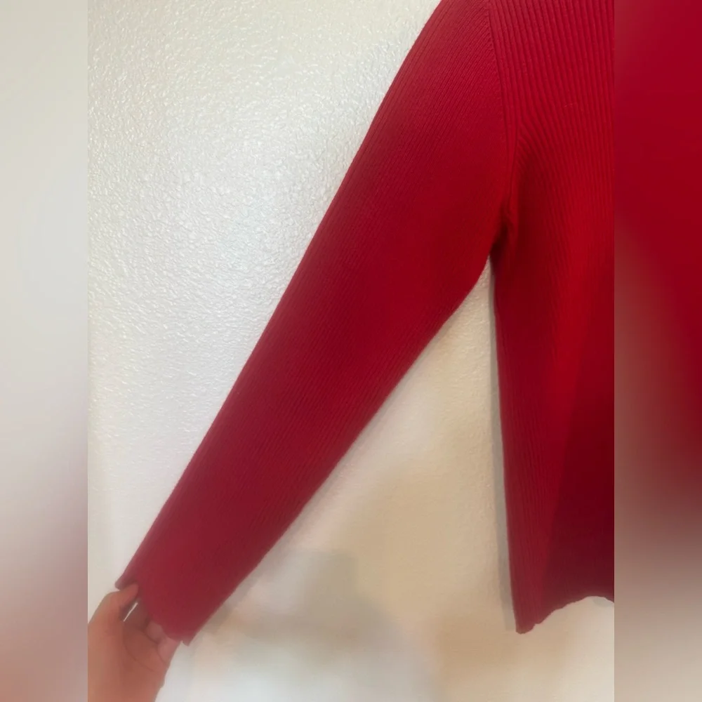 VTG Liz Claiborne Women’s M Red Turtleneck Sweater Essential Holiday Comfort - Picture 2 of 9